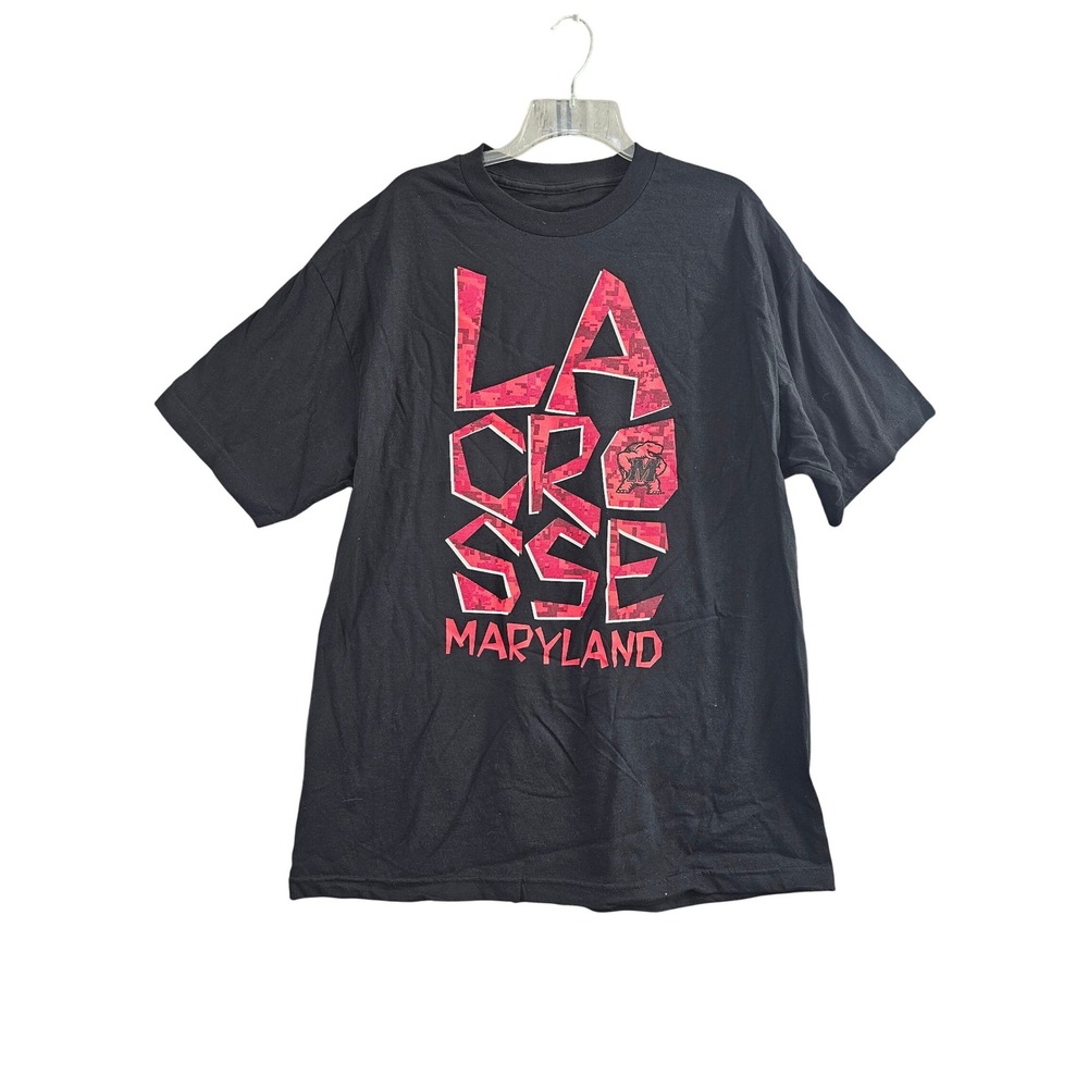 Genuine Stuff T-Shirt Mens XL Black Graphic Maryland Lacrosse Digicamo Logo Tee